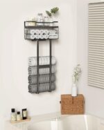 Towel Racks for Bathroom 31inch Wall Mounted Towel Rack,Floating Shelf with Wood Plank,Towel Storage for Bathroom can Holds 6 Large Rolled Towels,All Black - Image 8