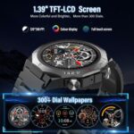 Military Smart Watches for Men (Answer/Make Calls), 1.39" HD Fitness Watches, Heart Rate/Sleep Monitor, 110+ Sports Modes Watch for Men, Waterproof Watch, 30Day, Watches for Android/iPhone, Black - Image 8