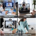 1080P HD Webcam with Microphone, Wide-Angle Lens, Auto Light Correction, Plug & Play USB Webcam for Laptop, Desktop, PC, Mac, Zoom, Skype, Streaming Black - Image 6
