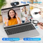 1080P HD Webcam with Microphone, Wide-Angle Lens, Auto Light Correction, Plug & Play USB Webcam for Laptop, Desktop, PC, Mac, Zoom, Skype, Streaming Black - Image 7