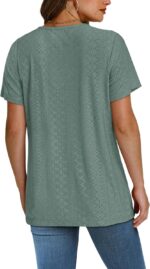 SAMPEEL Womens Summer Tops Trendy 2025 Eyelet Crossed V Neck T Shirts Loose Casual Short Sleeve Tshirts Shirts Fashion - Image 6