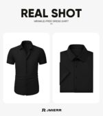JMIERR Men's Muscle Fit Dress Shirts Summer Casual Button Down Short Sleeve High Stretch Wrinkle-Free Shirt - Image 7