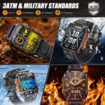 Military Smart Watch for Men with LED Flashlight/UV Light 3ATM Waterproof 1.96" Big Screen Rugged Tactical Smartwatch with Text and Call Fitness Tracker with HR/Sleep Monitor for iPhone Android - Image 3