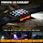 Military Smart Watch for Men with LED Flashlight/UV Light 3ATM Waterproof 1.96" Big Screen Rugged Tactical Smartwatch with Text and Call Fitness Tracker with HR/Sleep Monitor for iPhone Android - Image 4