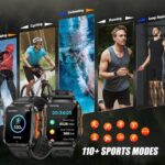 Military Smart Watch for Men with LED Flashlight/UV Light 3ATM Waterproof 1.96" Big Screen Rugged Tactical Smartwatch with Text and Call Fitness Tracker with HR/Sleep Monitor for iPhone Android - Image 5