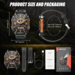 Military Smart Watch for Men with LED Flashlight/UV Light 3ATM Waterproof 1.96" Big Screen Rugged Tactical Smartwatch with Text and Call Fitness Tracker with HR/Sleep Monitor for iPhone Android - Image 9