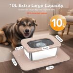Decflow 10L Stainless Steel Dog Water Bowl, No Spill Anti-Splash Dog Bowls with XXL Silicone Mat, Spill-Proof Slow Feeder for Messy Drinkers, Heavy Duty Pet Bowls Indoor/Outdoor Use - Image 3