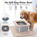 Decflow 10L Stainless Steel Dog Water Bowl, No Spill Anti-Splash Dog Bowls with XXL Silicone Mat, Spill-Proof Slow Feeder for Messy Drinkers, Heavy Duty Pet Bowls Indoor/Outdoor Use - Image 4