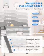 Baby Changing Table, Versatile Folding Changing Table, Waterproof Diaper Changing Station, Adjustable Height with 2 Drawers,Baby Changing Station, Mobile Nursery for Infant and Newborn - Image 3