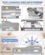 Baby Changing Table, Versatile Folding Changing Table, Waterproof Diaper Changing Station, Adjustable Height with 2 Drawers,Baby Changing Station, Mobile Nursery for Infant and Newborn - Image 4