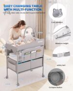 Baby Changing Table, Versatile Folding Changing Table, Waterproof Diaper Changing Station, Adjustable Height with 2 Drawers,Baby Changing Station, Mobile Nursery for Infant and Newborn - Image 5