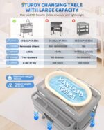Baby Changing Table, Versatile Folding Changing Table, Waterproof Diaper Changing Station, Adjustable Height with 2 Drawers,Baby Changing Station, Mobile Nursery for Infant and Newborn - Image 6