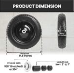 (2-PACK) 4.80/4.00-8" Flat Free Tire and Wheel - Universal Fit 14.5" Solid Wheelbarrow Tires with 3" Hub and 5/8" Bearings – Extra Adapter kit includes 3/4" Ball Bearings, 1" and 1/2" Nylon Spacers - Image 4