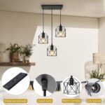 3-Light Hanging Pendant Light Fixtures, Farmhouse Kitchen Island Light Fixture, Industrial Hanging Pendant Lighting for Dining Room Bedroom Hallway, Black Metal Cage Pendant Lamp, E26 Base - Image 7