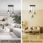 3-Light Hanging Pendant Light Fixtures, Farmhouse Kitchen Island Light Fixture, Industrial Hanging Pendant Lighting for Dining Room Bedroom Hallway, Black Metal Cage Pendant Lamp, E26 Base - Image 8