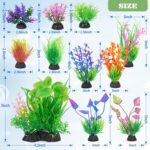 Ameliade Fish Tank Decorations Aquarium Artificial Plastic Grass Plants Decor Small Betta Goldfish Turtle Tank Accessories （11 Pieces） - Image 3
