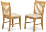 East West Furniture NFC-OAK-C Norfolk Kitchen Dining Chairs - Linen Fabric Upholstered Wood Chairs, Set of 2, Oak - Image 5