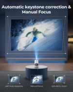 CLOKOWE Mini Projector with WiFi and Bluetooth - Built-in Apps, Smart Portable Projector with 180° Rotation, Auto Keystone, Support 1080P, Compatible with HDMI/USB/TV Stick/Smartphone/Laptop - Image 5