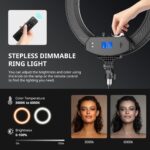 Aureday 22" Big Ring Light with 72" Tripod Stand and Phone Holder, Large LED Ringlight for Photography/Barber/Makeup/Tattooing, Ring Studio Light for Smartphones&Lightweight Cameras - Image 4