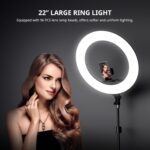 Aureday 22" Big Ring Light with 72" Tripod Stand and Phone Holder, Large LED Ringlight for Photography/Barber/Makeup/Tattooing, Ring Studio Light for Smartphones&Lightweight Cameras - Image 5