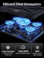 Kootek Laptop Cooling Pad, Laptop Cooler with 5 Quiet Fans for 12"-17" Computer PC Notebook Gaming Laptop Fan, Height Adjustable Laptop Cooling Stand Laptop Accessories, Blue - Image 3