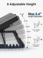 Kootek Laptop Cooling Pad, Laptop Cooler with 5 Quiet Fans for 12"-17" Computer PC Notebook Gaming Laptop Fan, Height Adjustable Laptop Cooling Stand Laptop Accessories, Blue - Image 4
