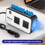 200W Car Power Inverter, PiSFAU DC 12V to 110V AC Car Plug Adapter Outlet with [20W USB-C] /USB-Fast Charger(18W) / 4.8A Dual USB/car Charger for Laptop - Image 6