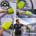Chemical Guys MIC49302 Chenille Premium Scratch-Free Microfiber Wash Mitt, Lime Green, 9.6" x 2.3" x 7" (2 Pack) - Image 9