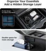 Wigoo Tesla New Model Y Juniper & Model 3 Center Console Organizer [Double Layer Space, Slide smoothly] Model 3 (2024~2025)/New Model Y Juniper Accessories, 4PCS Black - Image 4