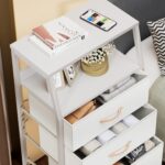 Furnulem White Dresser with 5 Drawers, Vertical Storage Tower Fabric Dresser for Bedroom, Hallway, Entryway, Nursery, Closet Organizer, Nightstand Bedside Table Furniture, Sturdy Steel Frame, Wood Top - Image 5