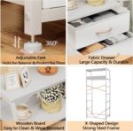 Furnulem White Dresser with 5 Drawers, Vertical Storage Tower Fabric Dresser for Bedroom, Hallway, Entryway, Nursery, Closet Organizer, Nightstand Bedside Table Furniture, Sturdy Steel Frame, Wood Top - Image 6