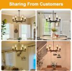Black Chandeliers, 6 Light Dining Room Light Fixtures Over Table, Farmhouse Chandeliers for Dining Room with Clear Glass Shade for Kitchen Island Living Room Bedroom Bathroom, Height Adjustable - Image 4