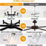 Black Chandeliers, 6 Light Dining Room Light Fixtures Over Table, Farmhouse Chandeliers for Dining Room with Clear Glass Shade for Kitchen Island Living Room Bedroom Bathroom, Height Adjustable - Image 5