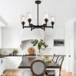 Black Chandeliers, 6 Light Dining Room Light Fixtures Over Table, Farmhouse Chandeliers for Dining Room with Clear Glass Shade for Kitchen Island Living Room Bedroom Bathroom, Height Adjustable - Image 9