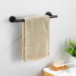 Bathroom Accessory Towel Bar Set: 5 Pieces Matte Black Bathroom Hardware - SUS304 Stainless Steel Wall Mounted Towel Rack&Toilet Paper Holder&Towel Ring&Towel Hook - Image 3
