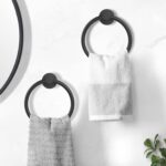 Bathroom Accessory Towel Bar Set: 5 Pieces Matte Black Bathroom Hardware - SUS304 Stainless Steel Wall Mounted Towel Rack&Toilet Paper Holder&Towel Ring&Towel Hook - Image 4