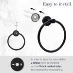 Bathroom Accessory Towel Bar Set: 5 Pieces Matte Black Bathroom Hardware - SUS304 Stainless Steel Wall Mounted Towel Rack&Toilet Paper Holder&Towel Ring&Towel Hook - Image 8