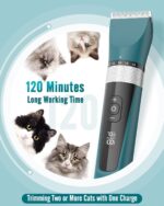 oneisall Cat Clippers for Matted Hair, 5-Speed Quiet Cat Grooming kit, Cordless Pet Shaver for Long Hair,Waterproof Pet Hair Trimmer, Pet Clippers for Cats(Green) - Image 6