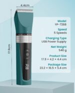 oneisall Cat Clippers for Matted Hair, 5-Speed Quiet Cat Grooming kit, Cordless Pet Shaver for Long Hair,Waterproof Pet Hair Trimmer, Pet Clippers for Cats(Green) - Image 9