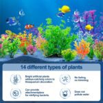 CousDUoBe 14Pcs Fish Tank Decorations Small Aquarium Plants Set, Fish Tank Accessories Aquarium Decor Plastic Plants - Image 6