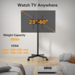 Perlegear Rolling TV Stand for 23-60 Inch LCD LED OLED 4K Smart TVs Holds up to 88lbs, Mobile TV Stand with Height Adjustable, Tilting TV Cart with Locking Wheels Max VESA 400x400mm, PGTVMC16 - Image 9