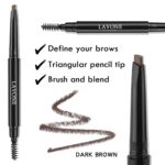 LAVONE Eyebrow Stamp Pencil Kit for Eyebrows Makeup, with Waterproof Eyebrow Pencil, Eyeliner, Eyebrow Pomade, and Dual-ended Eyebrow Brush - Dark Brown - Image 5