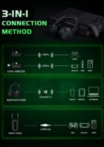 RYR Wireless Gaming Headset for Xbox Series X|S, Xbox One, PS5, PS4, Mac, Bluetooth 5.3, 3D Surround Sound, Rotatable Earmuffs, Gaming Headphones with Noise Canceling Microphones-Blackgreen - Image 4