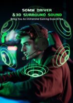 RYR Wireless Gaming Headset for Xbox Series X|S, Xbox One, PS5, PS4, Mac, Bluetooth 5.3, 3D Surround Sound, Rotatable Earmuffs, Gaming Headphones with Noise Canceling Microphones-Blackgreen - Image 9