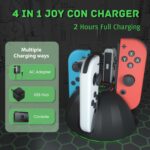 Switch Controller Charging Dock for Nintendo OLED Joycon, Charger Station with Switch 1 JoyCon, 4 in 1 Joycon Charging Dock for Joy Con with LED Indication and USB Type-C Charger Cable - Image 6