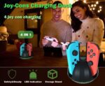 Switch Controller Charging Dock for Nintendo OLED Joycon, Charger Station with Switch 1 JoyCon, 4 in 1 Joycon Charging Dock for Joy Con with LED Indication and USB Type-C Charger Cable - Image 8