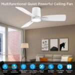 Ceiling Fans with Lights,42 inch,Quiet Reversible Motor,Easy to Install,6 Speeds,3CCT,Timer, White Modern Ceiling Fan for Living Room, Bedroom, Kitchen, Dining room, Office - Image 3