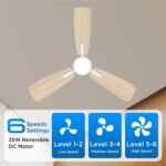 Ceiling Fans with Lights,42 inch,Quiet Reversible Motor,Easy to Install,6 Speeds,3CCT,Timer, White Modern Ceiling Fan for Living Room, Bedroom, Kitchen, Dining room, Office - Image 6