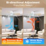 Ceiling Fans with Lights,42 inch,Quiet Reversible Motor,Easy to Install,6 Speeds,3CCT,Timer, White Modern Ceiling Fan for Living Room, Bedroom, Kitchen, Dining room, Office - Image 7