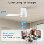 Ceiling Fans with Lights,42 inch,Quiet Reversible Motor,Easy to Install,6 Speeds,3CCT,Timer, White Modern Ceiling Fan for Living Room, Bedroom, Kitchen, Dining room, Office - Image 9